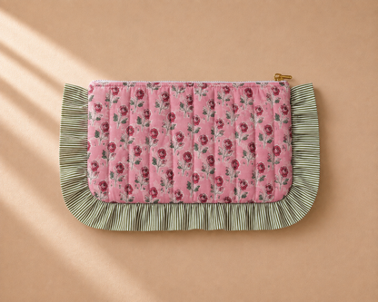 Blush Blossom Frill Pouch